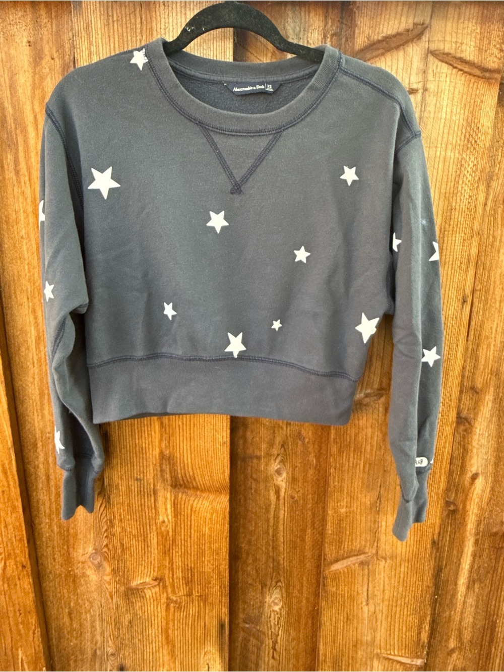 Abercrombie & Fitch Charcoal Crewneck Sweater with White Star Print